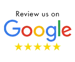 A Home logo with the words review us on google.