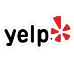 Yelp logo against a black background featuring the "Home" symbol.