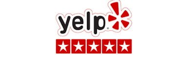 Yelp logo with stars on it.