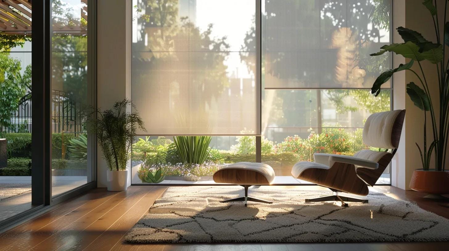 Smart Home Remodeling in Sandy Springs: Top Energy-Efficient Upgrades 6 a sleek, modern interior showcases energy-efficient windows and insulated doors with stylish automated coverings, emphasizing a harmonious blend of technology and design in a well-lit urban home setting.