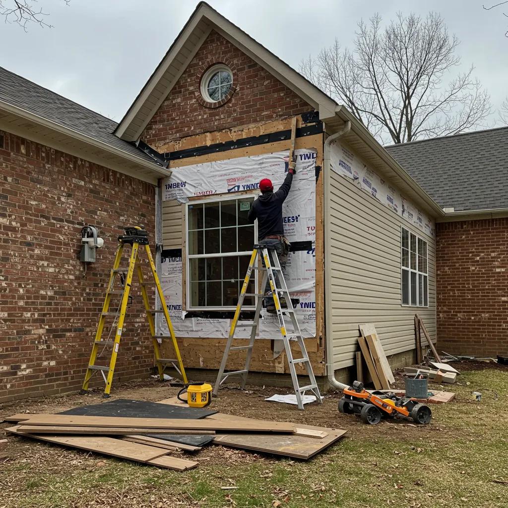 Kennesaw Exterior Home Remodeling: Top Curb Appeal Enhancements That Boost Property Value 1 Contractor performing siding replacement on a Kennesaw home