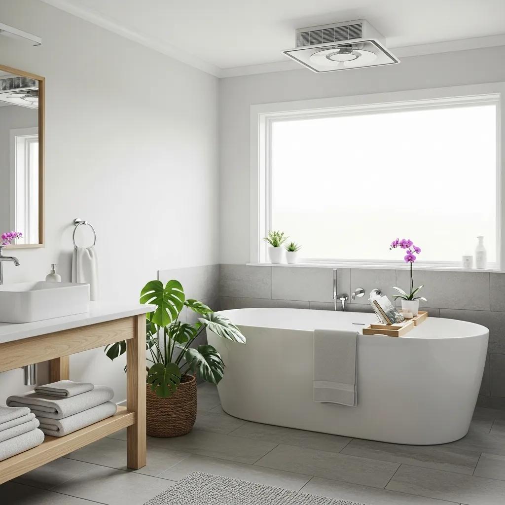 Modern bathroom with effective ventilation solutions and natural light