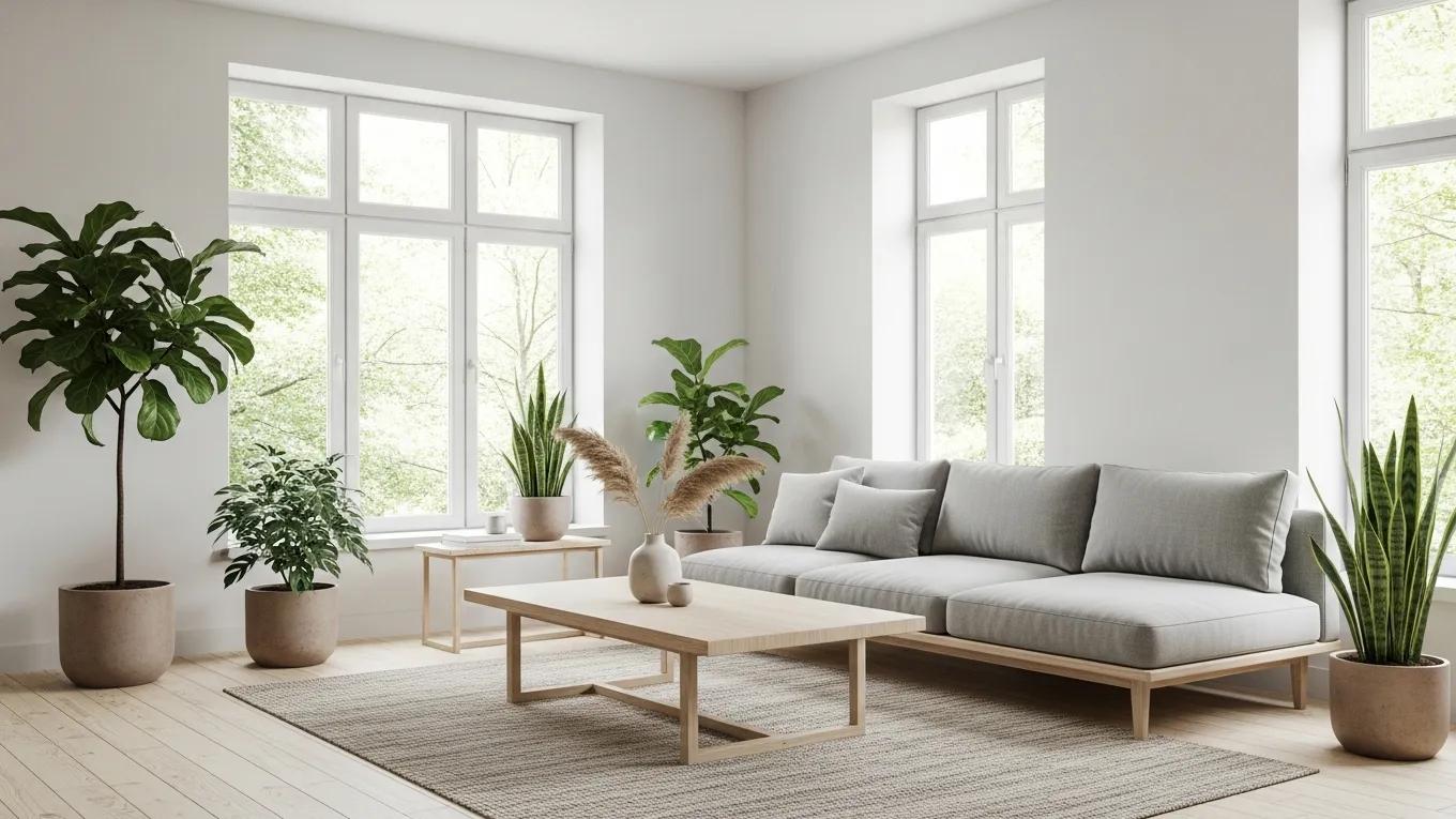 Minimalist living room with neutral colors and natural light