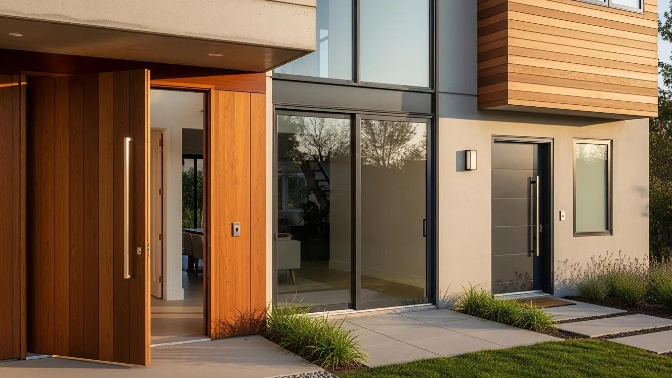 Various door types including wooden, glass, and steel doors enhancing home design