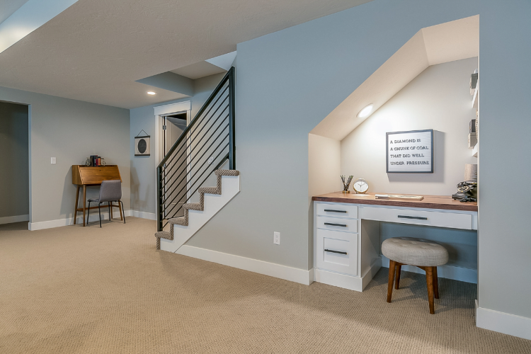 Remodeling Services in Roswell: Revitalize your home office with a desk and stairs. Remodeling Services in Roswell: Revitalize your basement with desks and chairs.